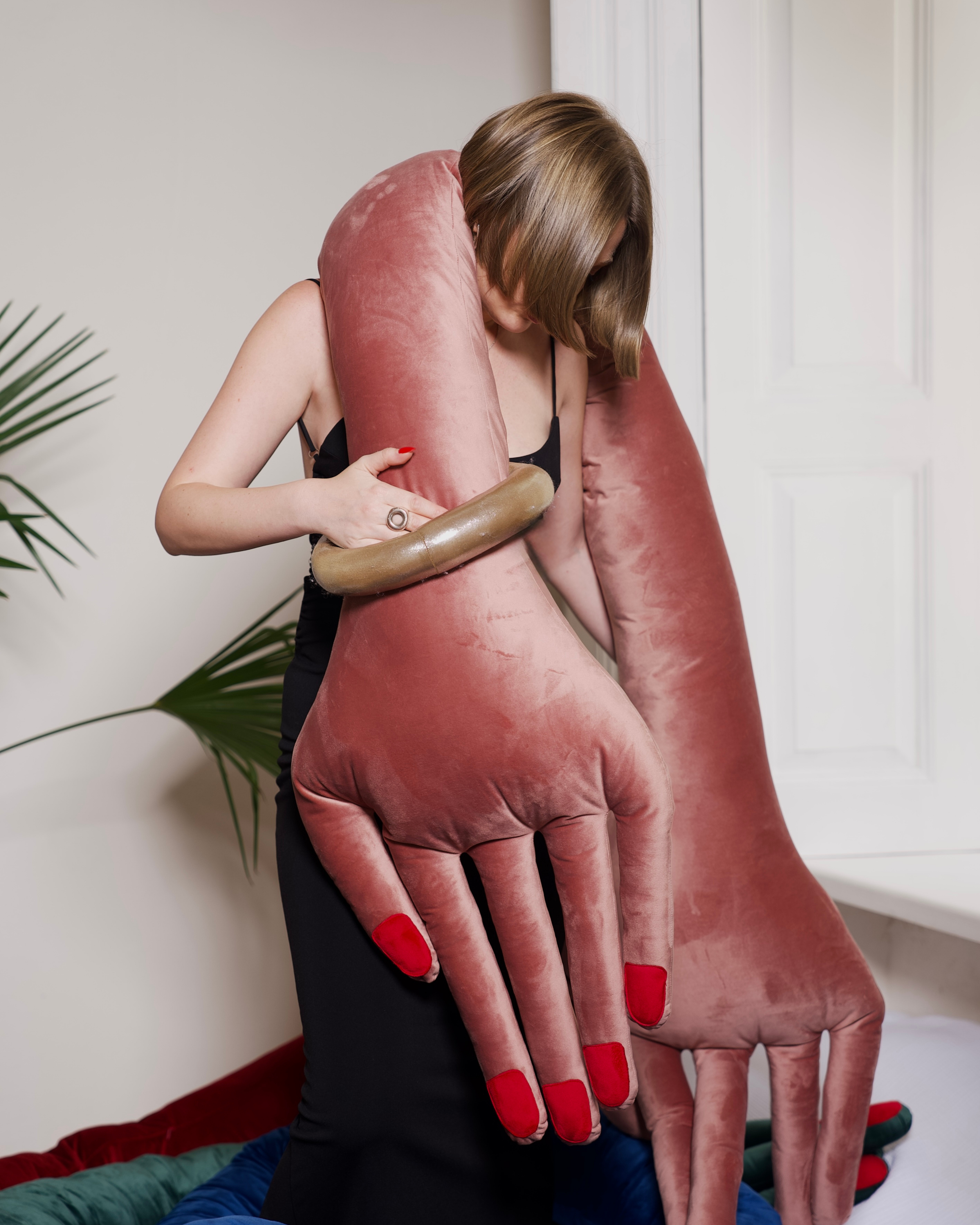Hand-Shaped Pillow in Soft Blush