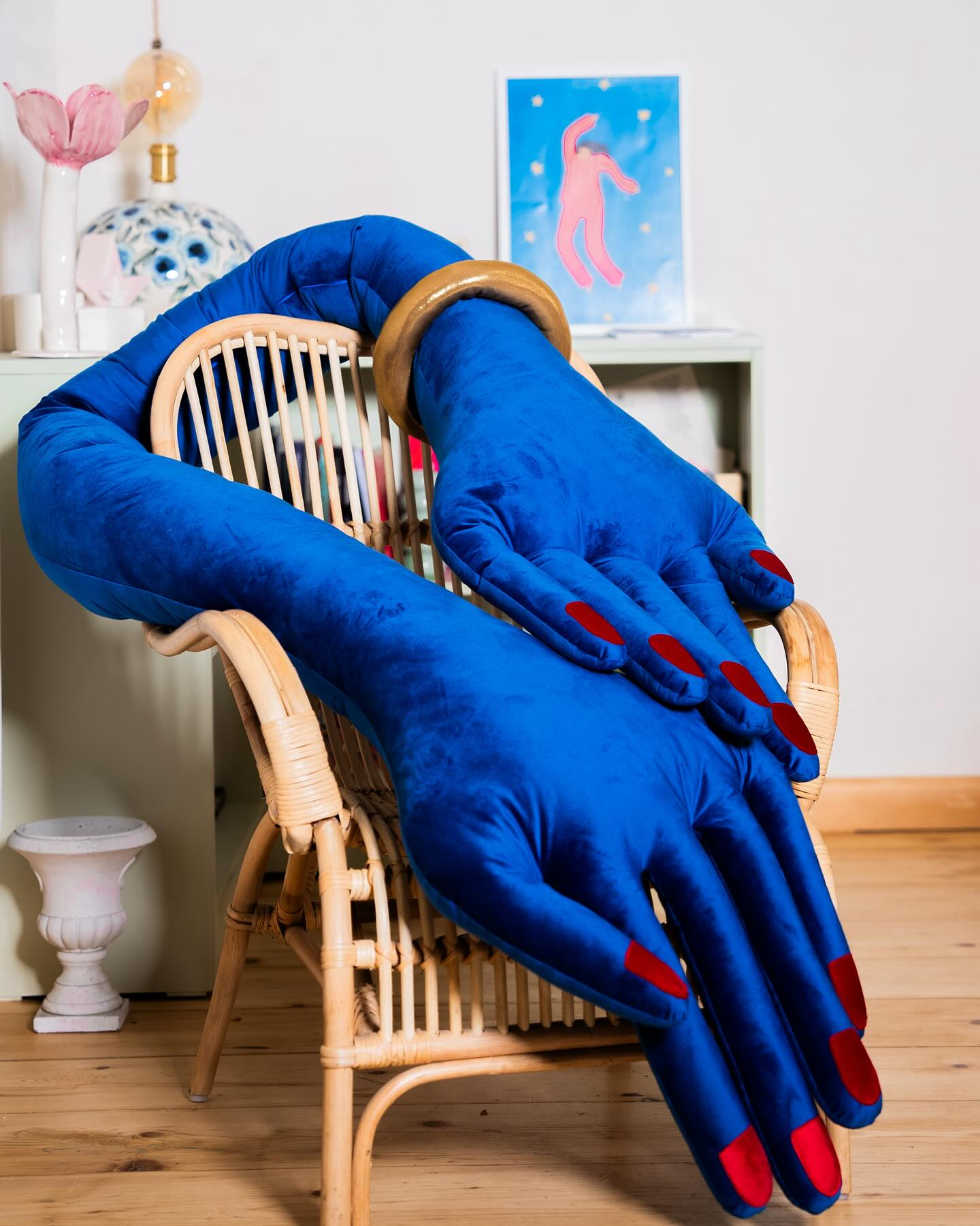 Hand-Shaped Pillow in Vivid Blue