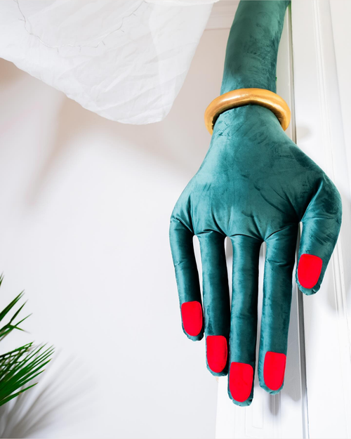 Hand-Shaped Pillow in Velvet Teal