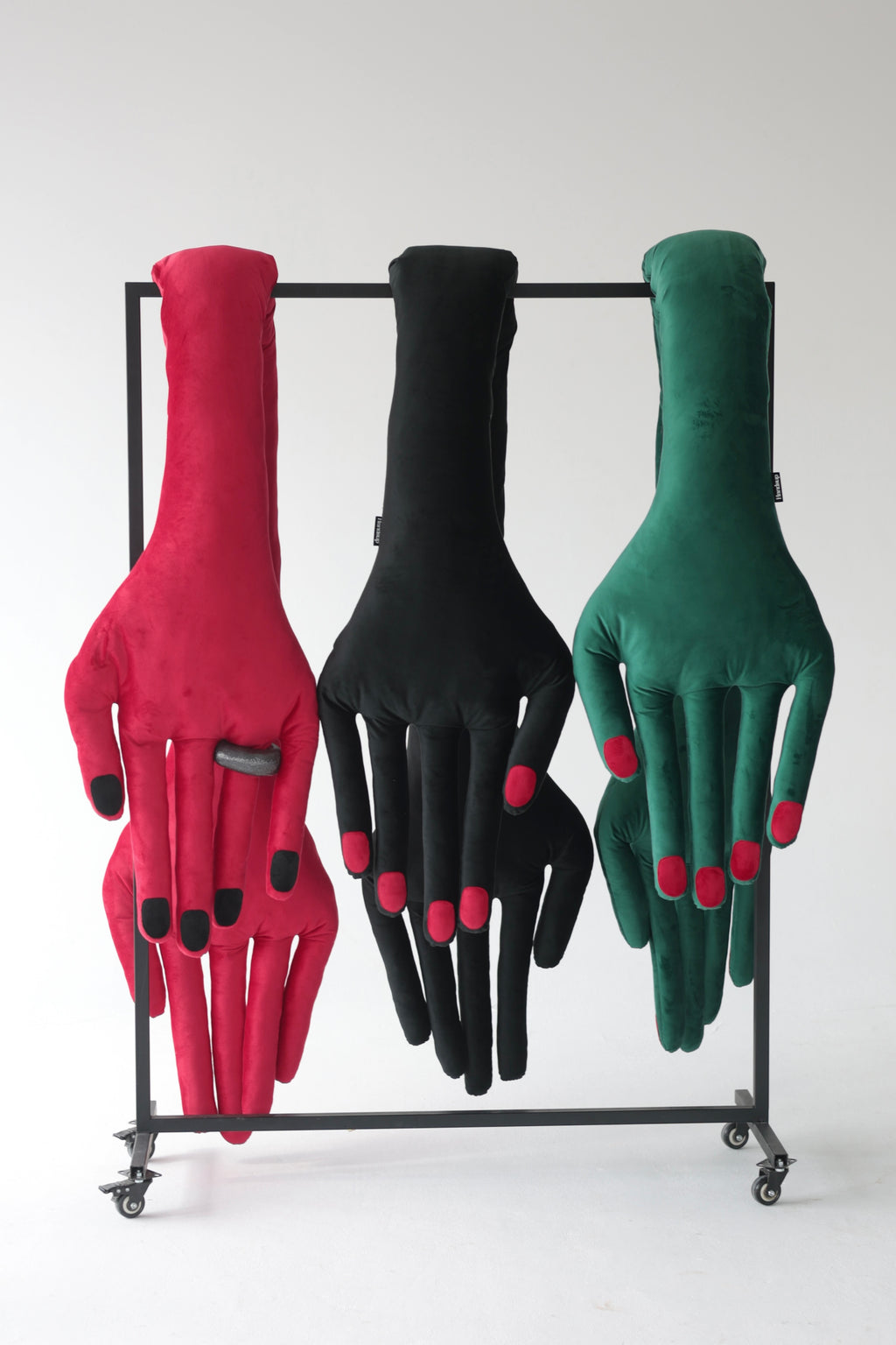 Hand-Shaped Pillow in Deep Black Velvet