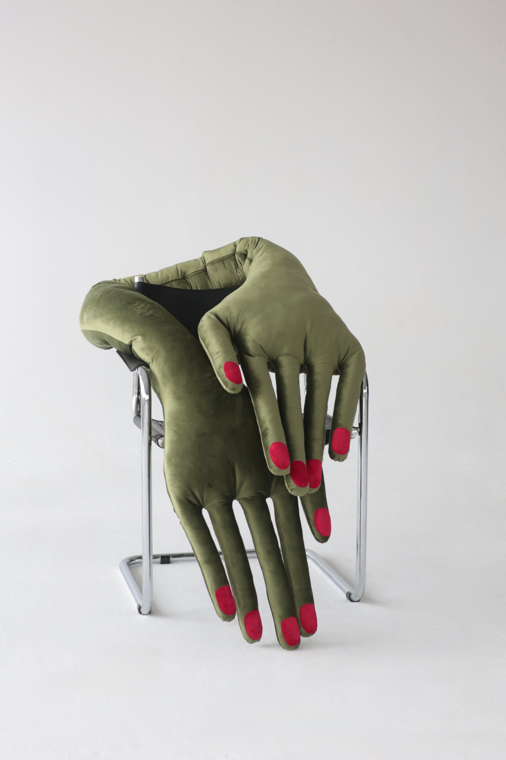 Hand-Shaped Pillow in Olive Green