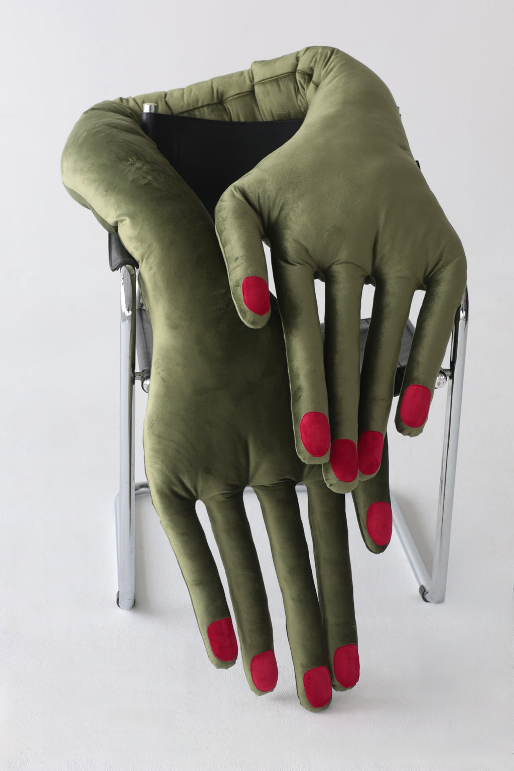 Hand-Shaped Pillow in Olive Green