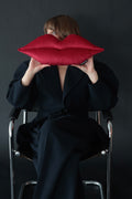 Velvet Lips Pillow in Ruby Red