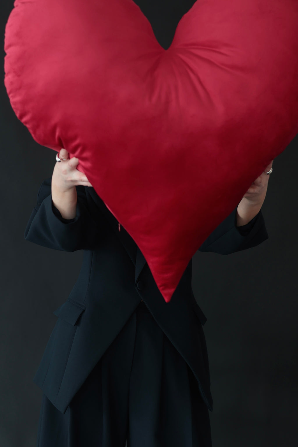 Velvet Heart Pillow in Ruby Red