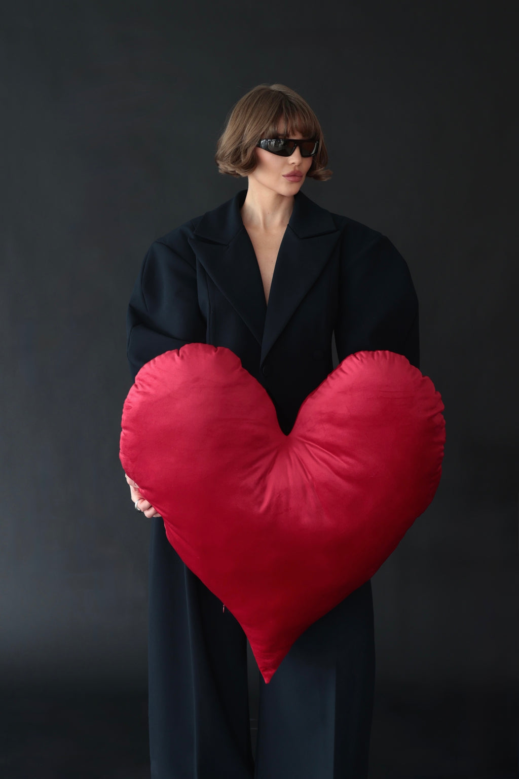Velvet Heart Pillow in Ruby Red