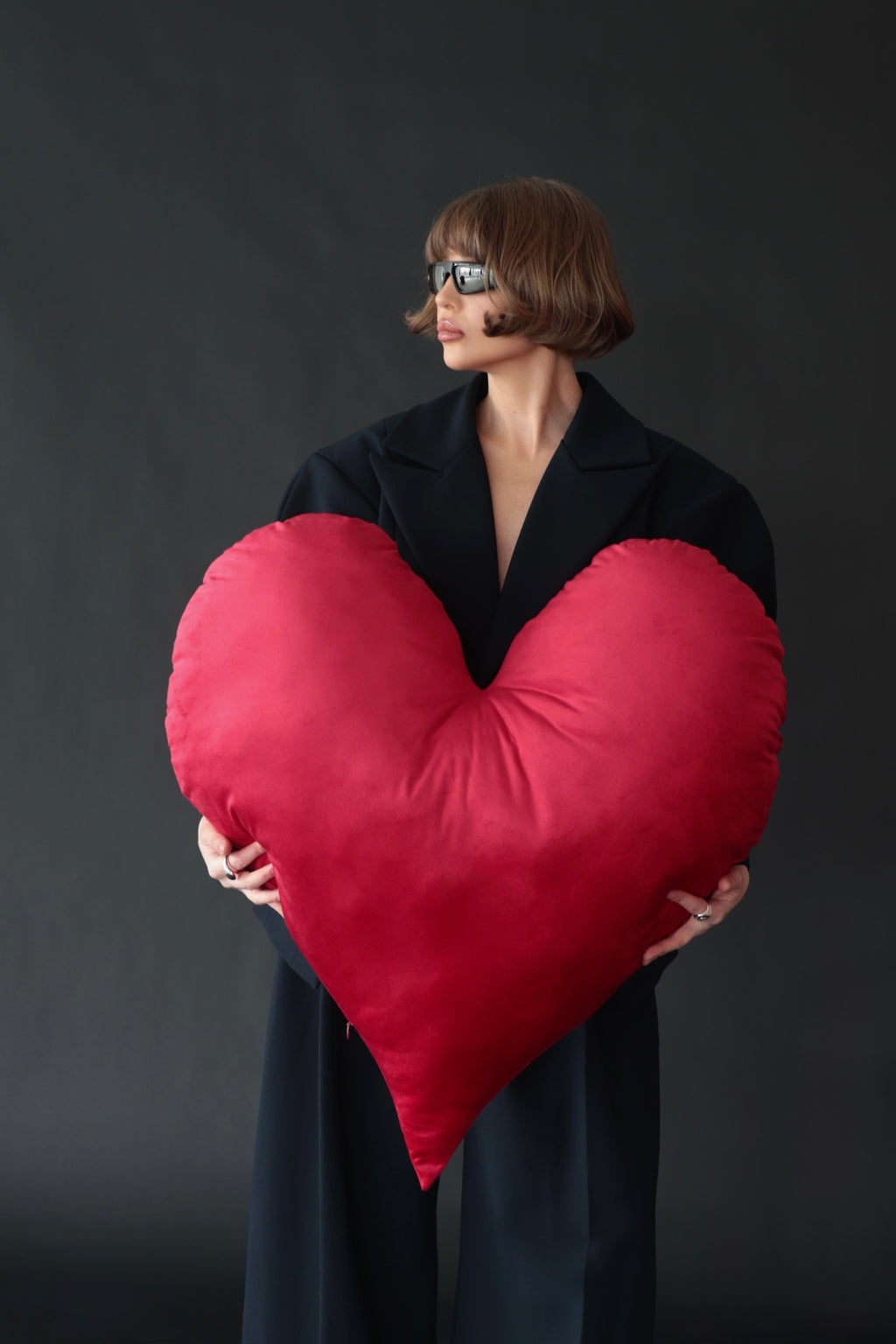 Velvet Heart Pillow in Ruby Red