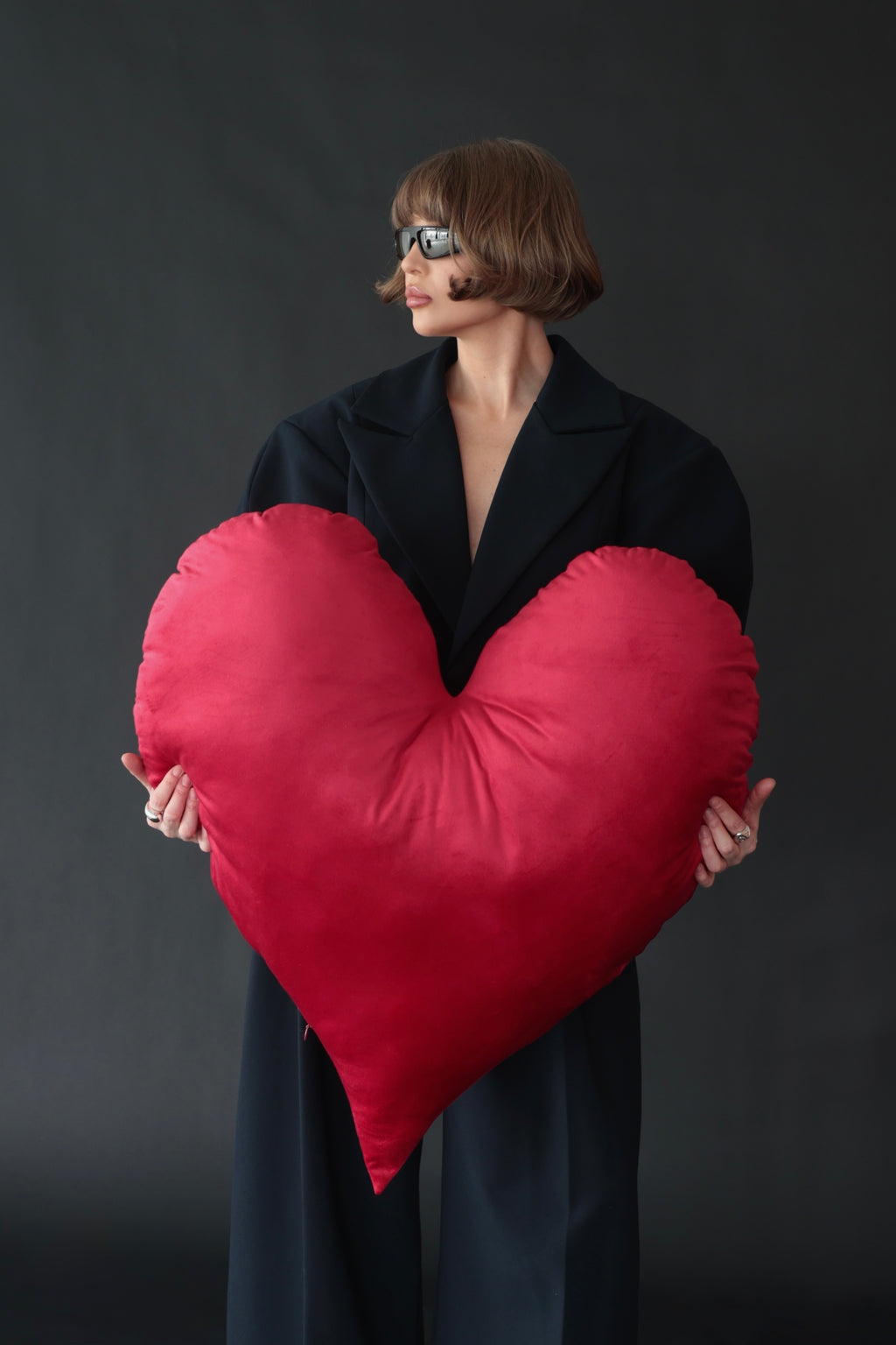 Velvet Heart Pillow in Ruby Red